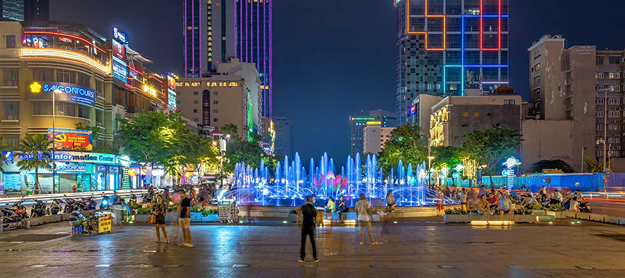 Nguyen Hue Walking Street provides a breathtaking backdrop for taking pictures Nguyen Hue Walking Street - Vietnam Shore Excursions