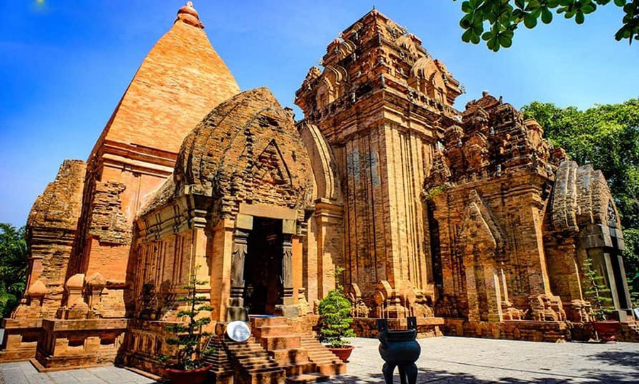 Ancient Po Nagar Cham Towers brick temple architecture built by the Champa Kingdom in Vietnam on  Nha Trang City Tour Half Day.