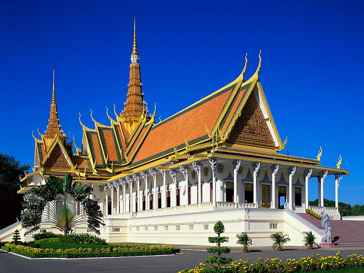 Explore Cambodia’s Royal Palace in Phnom Penh. Majestic architecture and rich history await. The Royal Palace in Phnom Penh, Cambodia, seen on a comprehensive Vietnam and Cambodia tour.