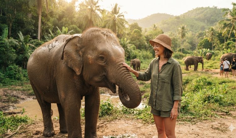 Pattaya Elephant Sanctuary & Cultural Tour: Private Shore Excursion from Laem Chabang Port 1 Tourists interacting and feeding elephants at an ethical sanctuary in Thailand on pattaya elephant sanctuary tour.